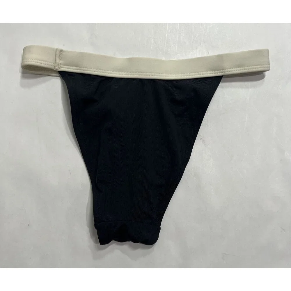 MONDAY Swimwear Santorini Bikini Bottoms in Black Ivory